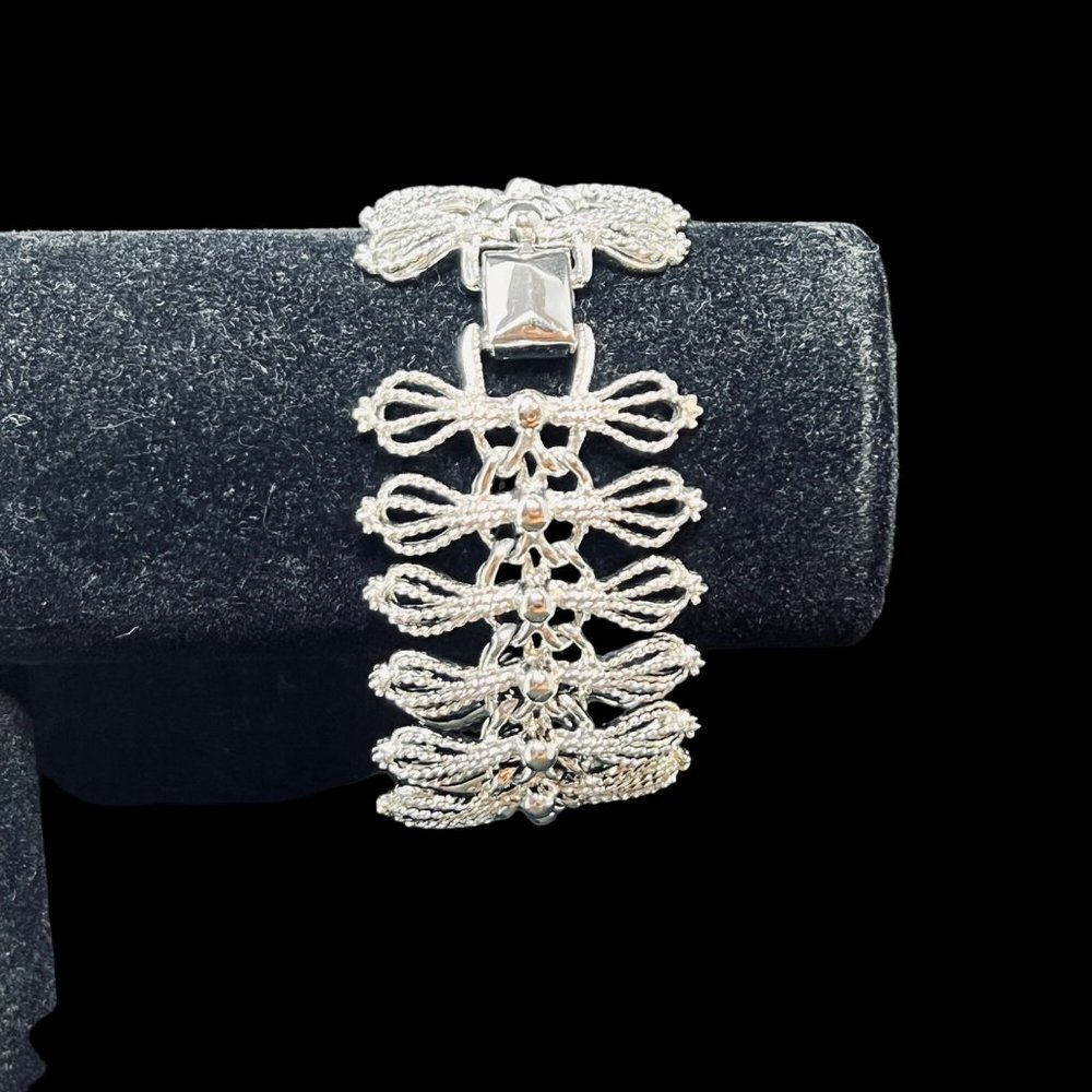 Emmons Chunky Silver Tone Open Work Link Bracelet (4680)